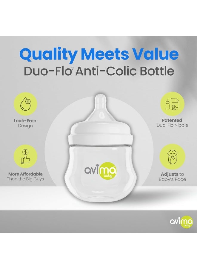 Avima Baby 4 oz Anti Colic Baby Bottles for Breastfed Babies - Slow Flow, Wide Neck Bottle, BPA Free - Newborn 0-3 Months, Stage 1 (Set of 6) - Image 5
